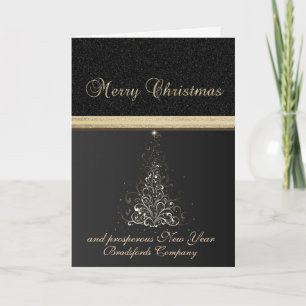 Elegant Trendy Black , Christmas Tree,Corporate Holiday Card