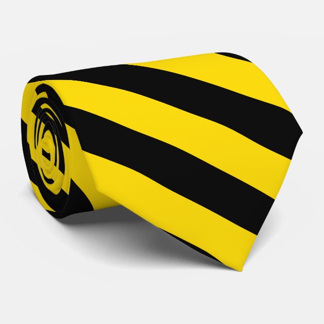 Elegant Trendy Black Yellow Striped Template Chic Tie (Rolled)