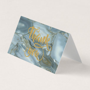 Elegant Trendy Blue Marble Thank You Card