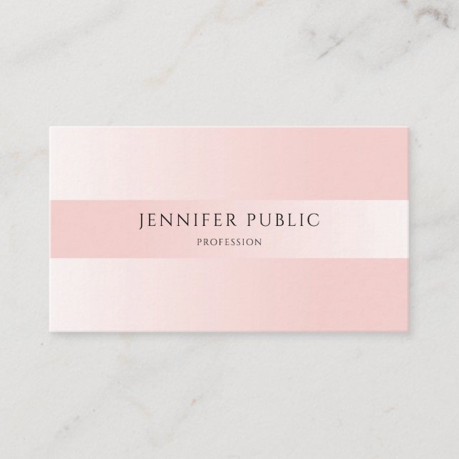 Elegant Trendy Blush Pink Professional Modern Business Card (Front)