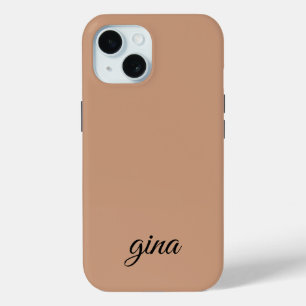 Elegant Trendy Brown Customise iPhone 15 Case