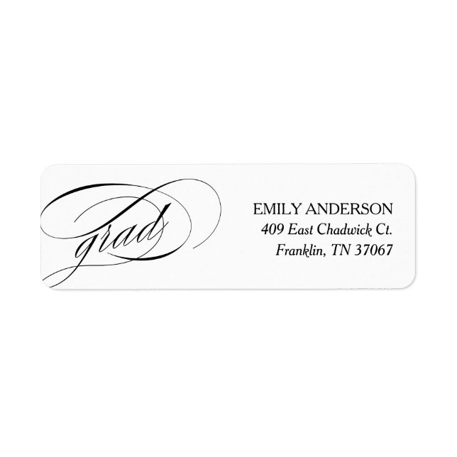 Elegant Trendy Calligraphy Graduation Address (Front)