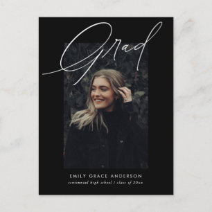 Elegant Trendy Calligraphy Script Graduation Invitation Postcard