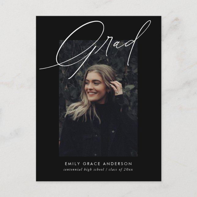 Elegant Trendy Calligraphy Script Graduation Invitation Postcard (Front)
