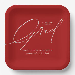 Elegant Trendy Calligraphy Script Graduation Paper Plate