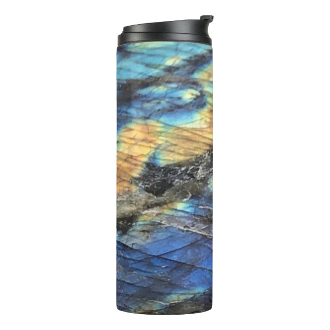 Elegant Trendy Chic Labradorite Crystal Stone Thermal Tumbler (Rotated Left)