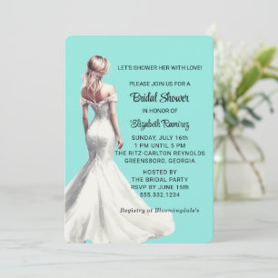 Elegant Trendy Chic Turquoise Bridal Shower Invitation