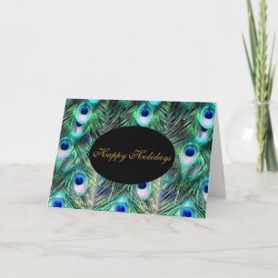 Elegant Trendy Christmas Holidays Wedding Peacock Holiday Card