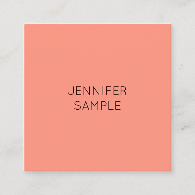 Elegant Trendy Colours Personalised Template Square Business Card (Front)