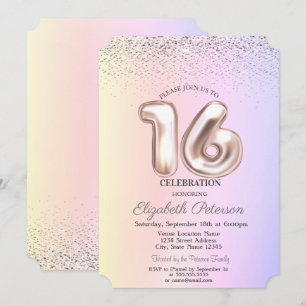 Elegant Trendy Confetti Ombre Sweet 16 Invitation
