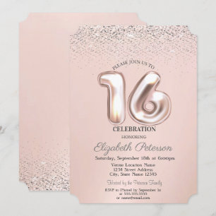 Elegant Trendy Confetti Sweet 16 Invitation