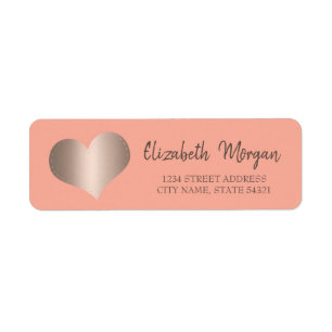Elegant Trendy Cool,Rose Gold Heart, Address Label