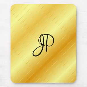 Elegant Trendy Faux Gold Template Monogrammed Mouse Mat