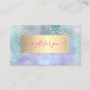 Elegant Trendy Frame Diamonds Holographic Discount Card