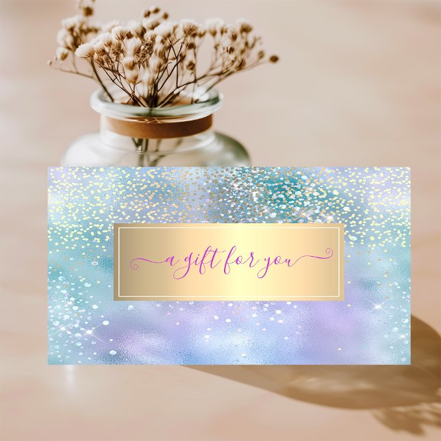 Elegant Trendy Frame Diamonds Holographic Discount Card (Creator Uploaded)
