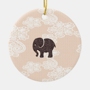 elegant trendy girly cute elephant lace ceramic tree decoration