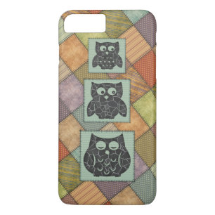 Elegant trendy girly cute owls patchwork iPhone 8 plus/7 plus case
