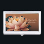 Elegant Trendy Girly, Lotus Flower Business Card Holder<br><div class="desc">Beautiful lotus on brown background. An elegant and sophisticated design. The perfect cool gift idea for her on any occasion.</div>