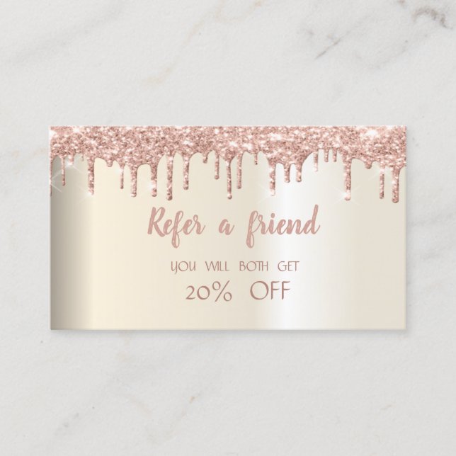 Elegant Trendy Glitter Drips Referral Card (Front)