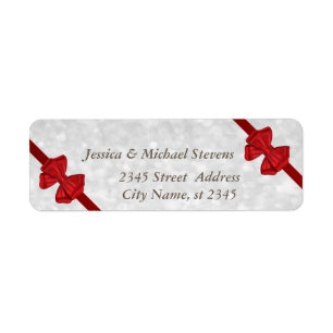 Elegant trendy glittery red bows