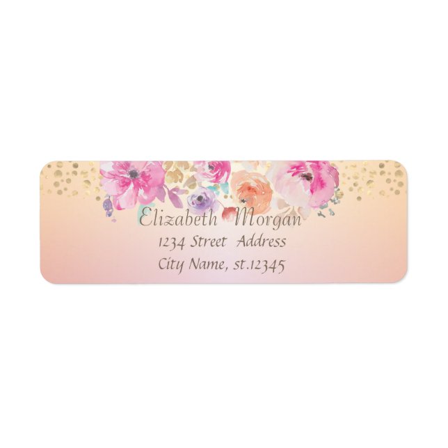 Elegant Trendy  Gold Confetti,Flowers (Front)