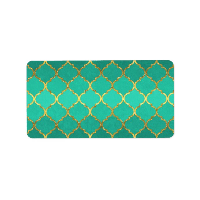 Elegant trendy gold faux glitter quatrefoil label (Front)