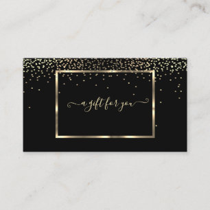 Elegant Trendy Gold Frame, Confetti Black Discount Card