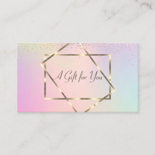 Elegant Trendy Gold Frame, Confetti Holographic Discount Card