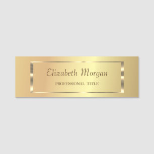 Elegant Trendy, Gold Frame Name Tag