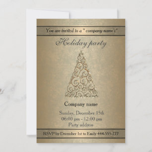Elegant trendy gold holiday party corporate invitation