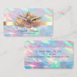 Elegant Trendy Gold,Iridescent Opal Lotus Business Card