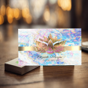 Elegant Trendy Gold,Opal Lotus  Business Card