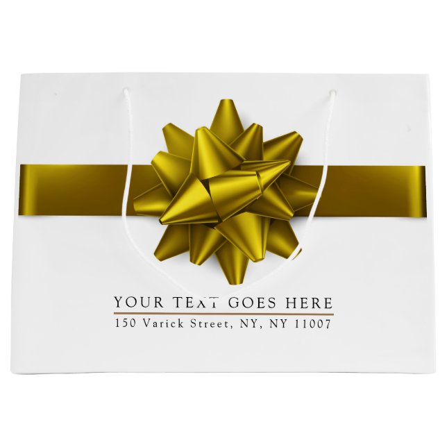 Elegant Trendy Gold Ribbon Gift Bag (Front)