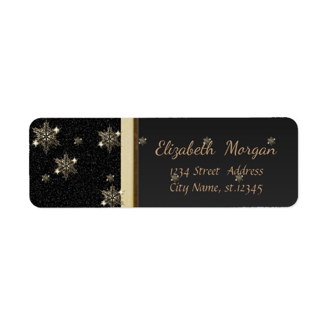 Elegant Trendy Gold Snowflakes ,Black (Front)