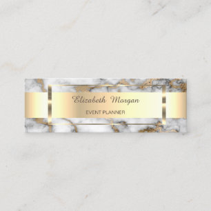 Elegant Trendy Gold Stripe  Frame,White Marble  Mini Business Card