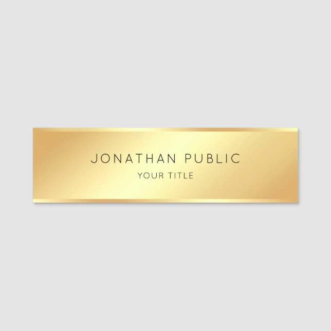 Elegant Trendy Gold Template Modern Professional Name Tag (Front)