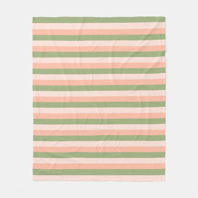 Elegant Trendy Green Pink Orange Striped Template Fleece Blanket (Front)