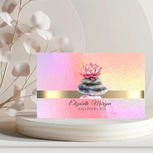 Elegant Trendy Holographic,Gold,Lotus,Zen Stones  Business Card