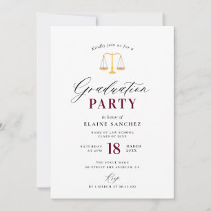 elegant trendy law school graduation party invitation