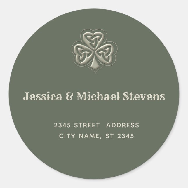 Elegant trendy lucky Irish shamrock Classic Round Sticker (Front)