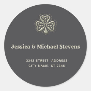 Elegant trendy lucky Irish shamrock Classic Round Sticker