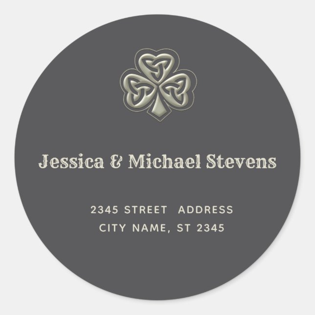 Elegant trendy lucky Irish shamrock Classic Round Sticker (Front)