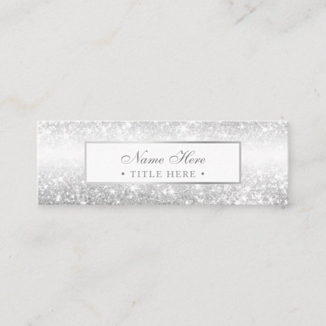 Elegant Trendy Luxe Silver Mini Business Card (Front)