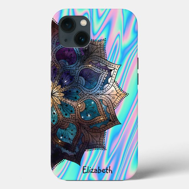 Elegant Trendy Mandala Holographic Case-Mate iPhone Case (Back)