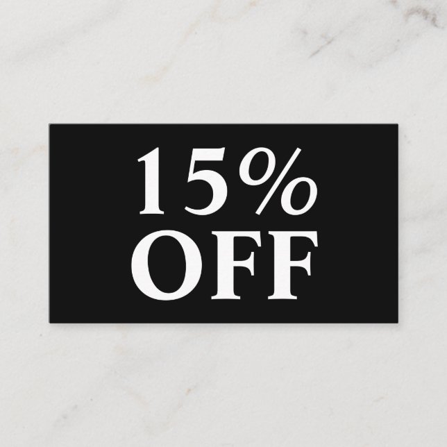 Elegant Trendy Minimalist Black Modern Discount Card (Front)