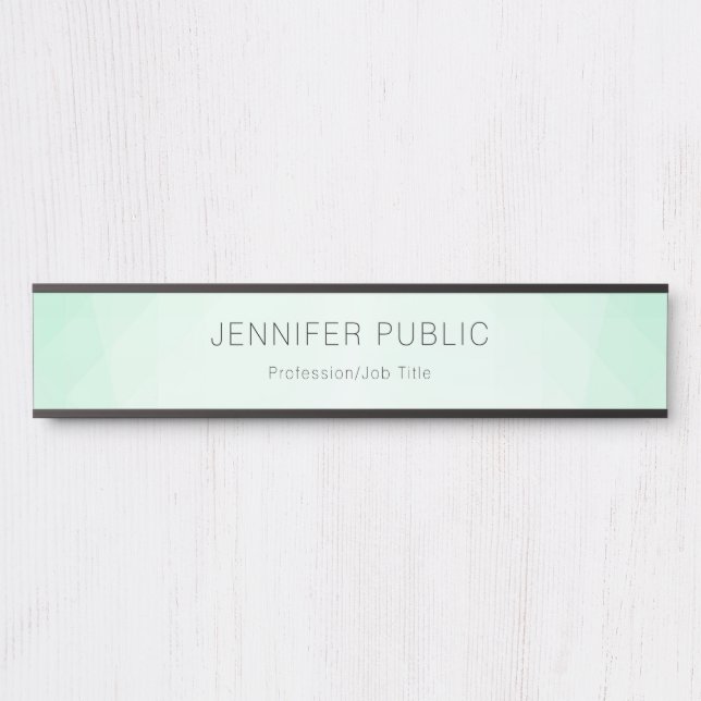 Elegant Trendy Mint Green Modern Minimalist Door Sign (Front)