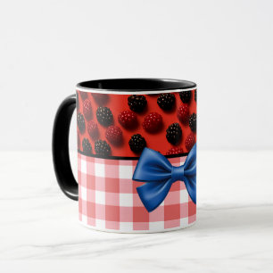 Elegant Trendy Modern Chic Chequered Blackberries Mug