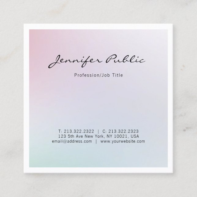 Elegant Trendy Modern Chic Design Professional Square Business Card (Front)
