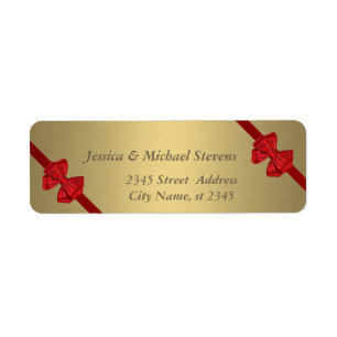 Elegant trendy modern gold red bows wedding