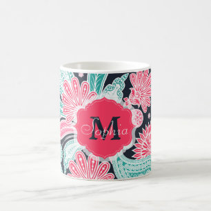 Elegant trendy paisley floral pattern illustration coffee mug